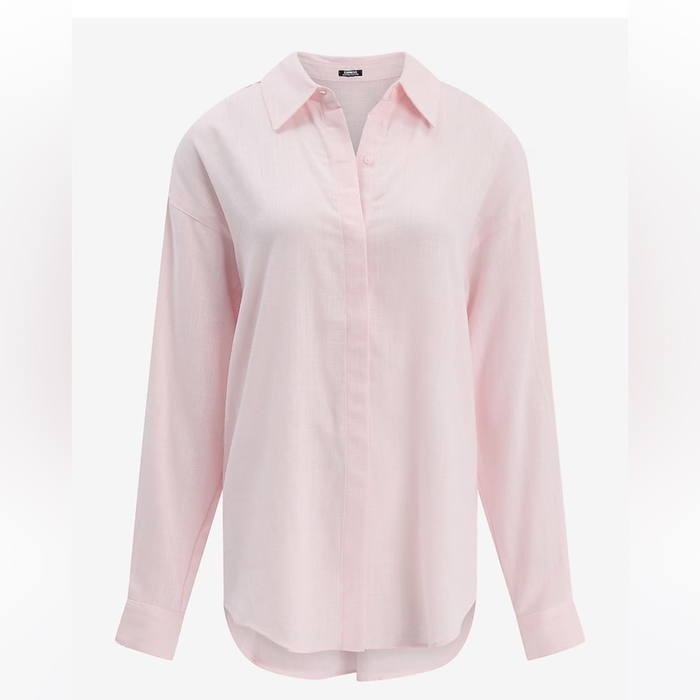 Express Pink Poplin Portofino Boyfriend Shirt NWT